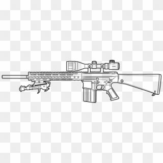 Sr-25 Designated Marksman Rifle Aeg - Marksman Rifle Drawings, HD Png Download