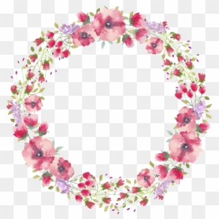 Watercolor Flower Border Free Download Png Files - Circle Watercolor Flowers Transparent, Png Download