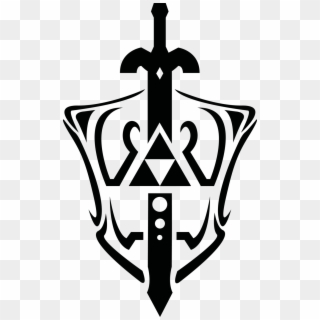 Triforce And Master Sword Tattoo Design Of - Sword And Shield Tribal Tattoo, HD Png Download