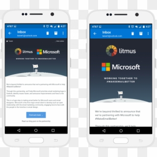 Email Rendering In The Outlook Android App Before And - App Design Support, HD Png Download
