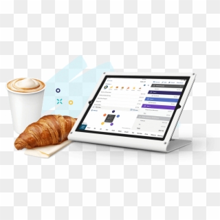 Coffee, Croissant, And Ipad Stand With Touchbistro - Croissant, HD Png Download