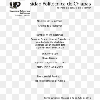 Docx - Universidad Politecnica De Chiapas, HD Png Download