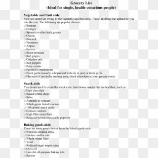 Printable Grocery List - Biology Tutorial 3 Quiz 1m03, HD Png Download
