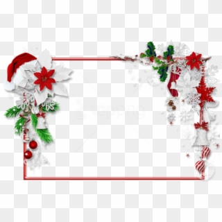 Free Png Christmasframe With Santa Hat And Mistletoe - Transparent Christmas Border Clipart, Png Download