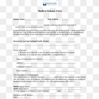 Medical Records Release Medical Records Release Form - Medical Records Release Template, HD Png Download