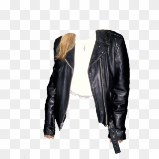White Black Leather Jacket Polyvore Moodboard Filler - Drew Barrymore 90s, HD Png Download
