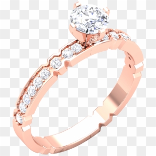 Rose Gold Round Soliatire Ring - Pre-engagement Ring, HD Png Download