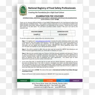 International Certified Food Safety Manager Exam Voucher - International Certified Food Safety Manager, HD Png Download