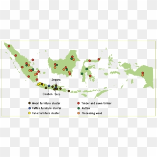 Map Of The Indonesian Furniture Clusters - Map Of Indonesia Illustration, HD Png Download