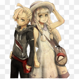 Riku114 Achtergrond Titled Gladion And Lillie - Pokemon Lillie Hau And The Player, HD Png Download