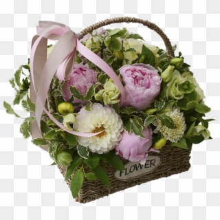 Basket With Peonies Flower Shop Studio Flores - Garden Roses, HD Png Download