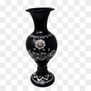 Black Pottery Painted 2 Piece Detachable Flower Vase - Vase, HD Png Download