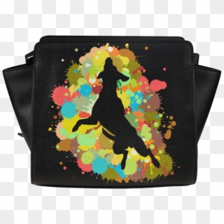 Funny Crazy Jumping Dog Shape Splash Design Satchel - Bag, HD Png Download