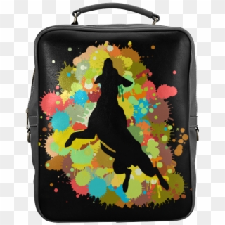 Funny Crazy Jumping Dog Shape Splash Design Square - Hand Luggage, HD Png Download