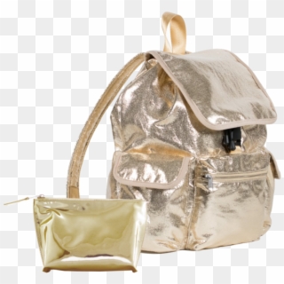 Gold Metallic Backpack Plus Free 24k Makeup Bag Just, HD Png Download