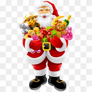 Santa Claus Holding Gifts Png Image - Christmas Pics With Santa Clause, Transparent Png
