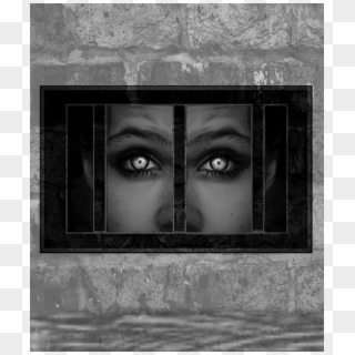 Prisoner Jail Eyes Bars Behindbars Criminal Beautifuley - Monochrome, HD Png Download