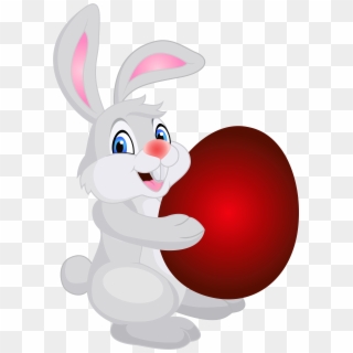 Bunny With Easter Egg Png Clip Art Image - Easter Bunny Red Egg, Transparent Png