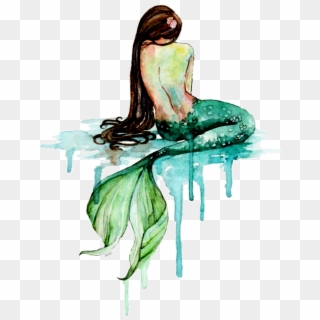 Black And White Drawing Mermaid Watercolor - Little Slutty Mermaid, HD Png Download