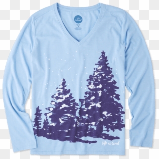 Snowy Tree Png - Long-sleeved T-shirt, Transparent Png