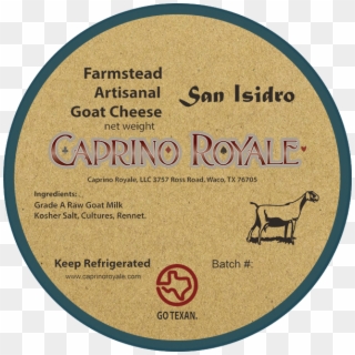 San Isidro Caprino Royale Kraft Paper Cheese Label - Go Texan, HD Png Download