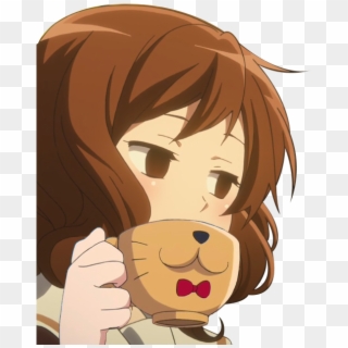 Smug Anime Girl Png Transparent Background - Anime Girl Sipping Tea, Png Download