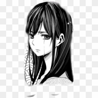 #tears #tränen #anime #girl #sad #gacha #black #white - Sad Anime Girl Crying, HD Png Download