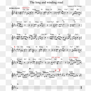 The Long And Winding Road Sheet Music For Piano Download - Sheet Music, HD Png Download