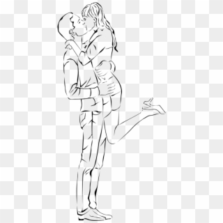 Kissing Couple - Cartoon, HD Png Download