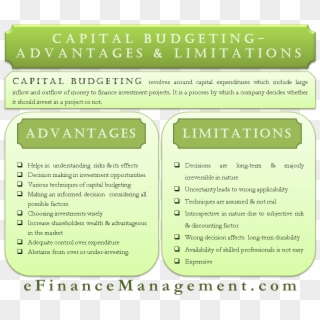 Merits And Demerits Of Capital Budgeting, HD Png Download