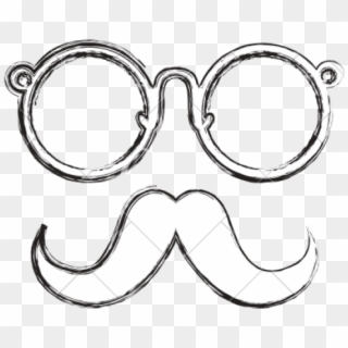 Drawn Glasses Transparent - Draw Glasses With Mustache, HD Png Download