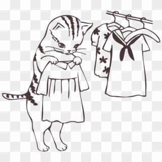 Clothes Wardrobe Choose Cat Png Image - イラスト おしゃれ 猫, Transparent Png