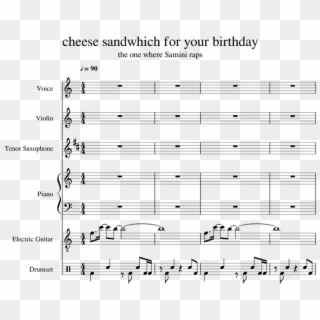 Cheese Sandwhich For Your Birthday Piano Tutorial - Sheet Music, HD Png Download