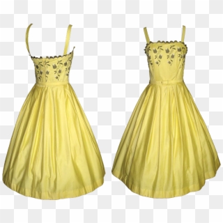 Party Dress Gown Clothing Cocktail Vintage Background - Yellow Dress No Background, HD Png Download