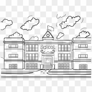 Building Cartoon Transparent Coloring Page, Printable - Drawing Pictures Of School, HD Png Download