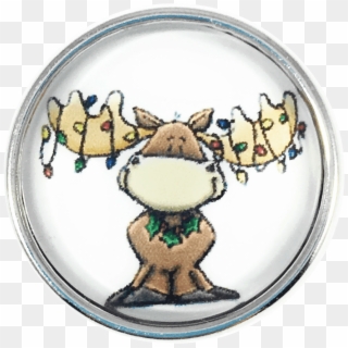 Chunk Snap Charm Christmas Moose With Antlers Draped - Cartoon, HD Png Download