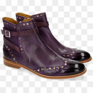 Ankle Boots Amelie 11 Milano Purple Flame Rivets - Motorcycle Boot, HD Png Download