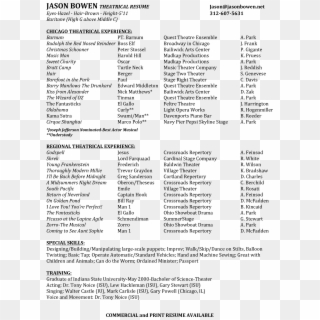 Free Community Theatre Resume Templates At Resume Template - Community Theatre Resume Template, HD Png Download