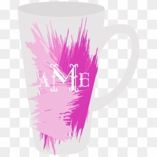 Monogrammed Latte Mugs Pink Splash Color Monogram Coffee - Mug, HD Png Download