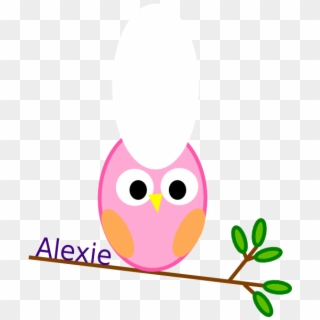 Pink Owl On A Branch Clip Art At Clker - Owl On Olive Branch, HD Png Download
