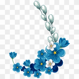 Flower Stock Photography Clip Art - Blue Flower Border Png, Transparent Png