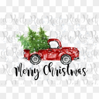 Merry Christmas Truck - Red Truck With Christmas Tree Clipart, HD Png Download