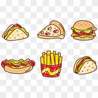 Fast Food Hamburger Pizza Hot Dog Free Ⓒ - Fast Food Vector Png, Transparent Png