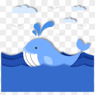 #ftestickers #cartoon #ocean #whale #papercut #3deffect - Whale In The Ocean Cartoon, HD Png Download
