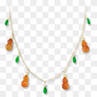 Natural Red Jade Gourds & Green Jade Tear Drop Necklace - Necklace, HD Png Download