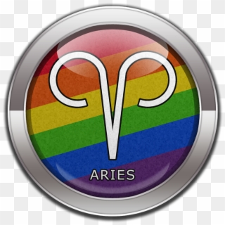 Aries Horoscope Symbol On Round Lgbt Rainbow Pride - Aries, HD Png Download