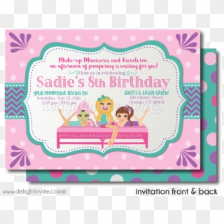 Spa Party Sleep Over Birthday Invitations - Spa Birthday Cards, HD Png Download