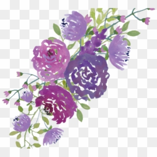 Bouquet Clipart Spray Flower - Watercolor Purple Flower Png, Transparent Png