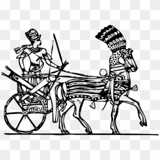 Line Art Drawing Ancient Chariot Horse And Cart - Egyptian Chariot, HD Png Download