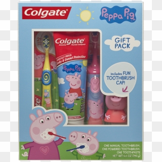 Colgate Kids Toothbrush, Toothpaste, Toothbrush Cap - Colgate Peppa Pig Toothpaste Brush, HD Png Download